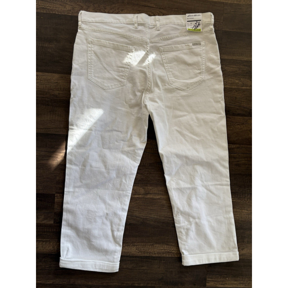 Eddie Bauer Women’s Boyfriend Crop Jeans White Size 14 NWT Tapered Leg - Picture 7 of 7